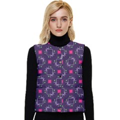 Geometric Pattern Retro Style Background Women s Button Up Puffer Vest