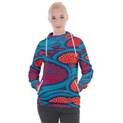 Vintage Ornate Mushroom Leafage Wallpaper Women s Hooded Pullover