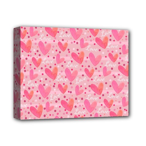 Valentine Romantic Love Watercolor Pink Pattern Texture Deluxe Canvas 14  X 11  (stretched) by Vaneshop