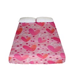 Valentine Romantic Love Watercolor Pink Pattern Texture Fitted Sheet (full/ Double Size) by Vaneshop