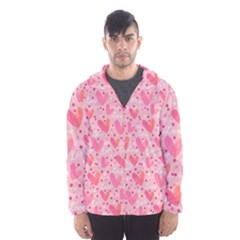 Valentine Romantic Love Watercolor Pink Pattern Texture Men s Hooded Windbreaker