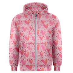 Valentine Romantic Love Watercolor Pink Pattern Texture Men s Zipper Hoodie