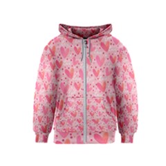 Valentine Romantic Love Watercolor Pink Pattern Texture Kids  Zipper Hoodie