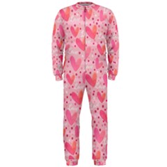 Valentine Romantic Love Watercolor Pink Pattern Texture Onepiece Jumpsuit (men)