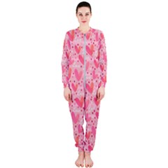 Valentine Romantic Love Watercolor Pink Pattern Texture Onepiece Jumpsuit (ladies)