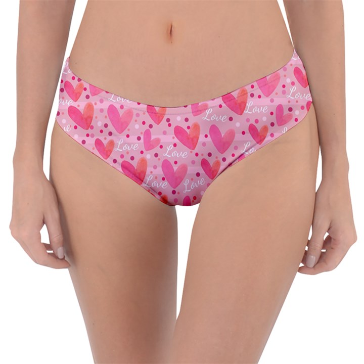 Valentine Romantic Love Watercolor Pink Pattern Texture Reversible Classic Bikini Bottoms