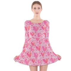 Valentine Romantic Love Watercolor Pink Pattern Texture Long Sleeve Velvet Skater Dress