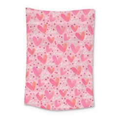 Valentine Romantic Love Watercolor Pink Pattern Texture Small Tapestry