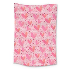 Valentine Romantic Love Watercolor Pink Pattern Texture Large Tapestry