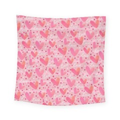 Valentine Romantic Love Watercolor Pink Pattern Texture Square Tapestry (small)