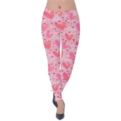 Valentine Romantic Love Watercolor Pink Pattern Texture Velvet Leggings