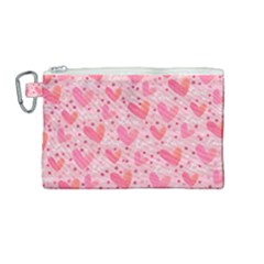 Valentine Romantic Love Watercolor Pink Pattern Texture Canvas Cosmetic Bag (medium) by Vaneshop