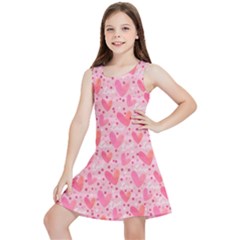 Valentine Romantic Love Watercolor Pink Pattern Texture Kids  Lightweight Sleeveless Dress by Vaneshop