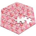 Valentine Romantic Love Watercolor Pink Pattern Texture Wooden Puzzle Hexagon View2