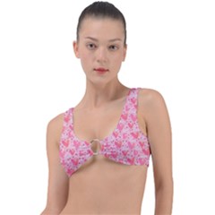 Valentine Romantic Love Watercolor Pink Pattern Texture Ring Detail Bikini Top