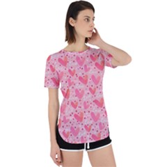 Valentine Romantic Love Watercolor Pink Pattern Texture Perpetual Short Sleeve T-shirt by Vaneshop