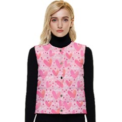 Valentine Romantic Love Watercolor Pink Pattern Texture Women s Button Up Puffer Vest