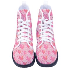 Valentine Romantic Love Watercolor Pink Pattern Texture Men s High-top Canvas Sneakers