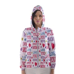 Love Mom Happy Mothers Day I Love Mom Graphic Women s Hooded Windbreaker