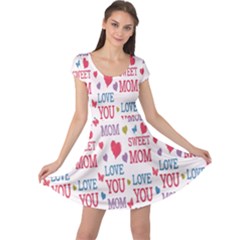 Love Mom Happy Mothers Day I Love Mom Graphic Cap Sleeve Dress by Vaneshop