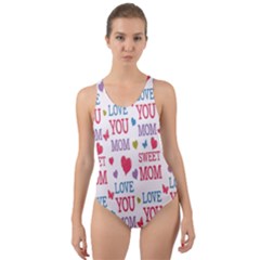 Love Mom Happy Mothers Day I Love Mom Graphic Cut-out Back One Piece Swimsuit by Vaneshop