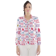 Love Mom Happy Mothers Day I Love Mom Graphic Women s Windbreaker