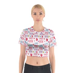 Love Mom Happy Mothers Day I Love Mom Graphic Cotton Crop Top by Vaneshop