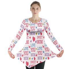 Love Mom Happy Mothers Day I Love Mom Graphic Long Sleeve Tunic  by Vaneshop