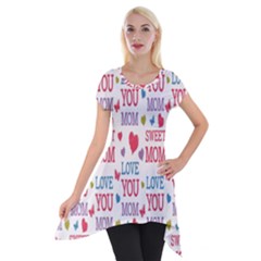 Love Mom Happy Mothers Day I Love Mom Graphic Short Sleeve Side Drop Tunic by Vaneshop