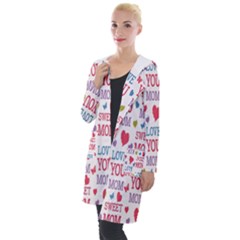 Love Mom Happy Mothers Day I Love Mom Graphic Hooded Pocket Cardigan by Vaneshop