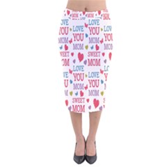 Love Mom Happy Mothers Day I Love Mom Graphic Velvet Midi Pencil Skirt by Vaneshop