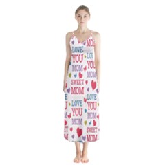 Love Mom Happy Mothers Day I Love Mom Graphic Button Up Chiffon Maxi Dress by Vaneshop