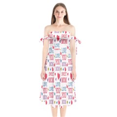 Love Mom Happy Mothers Day I Love Mom Graphic Shoulder Tie Bardot Midi Dress by Vaneshop