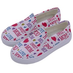 Love Mom Happy Mothers Day I Love Mom Graphic Kids  Canvas Slip Ons by Vaneshop