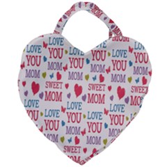 Love Mom Happy Mothers Day I Love Mom Graphic Giant Heart Shaped Tote by Vaneshop