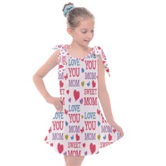 Love Mom Happy Mothers Day I Love Mom Graphic Kids  Tie Up Tunic Dress by Vaneshop