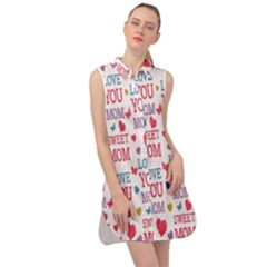 Love Mom Happy Mothers Day I Love Mom Graphic Sleeveless Shirt Dress by Vaneshop