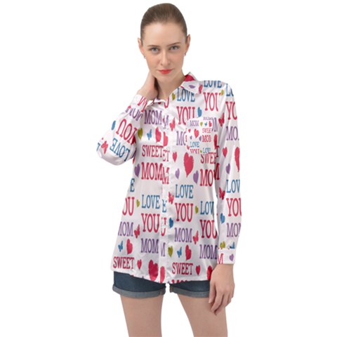 Love Mom Happy Mothers Day I Love Mom Graphic Long Sleeve Satin Shirt by Vaneshop