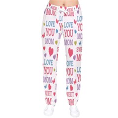 Love Mom Happy Mothers Day I Love Mom Graphic Women Velvet Drawstring Pants