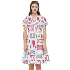 Love Mom Happy Mothers Day I Love Mom Graphic Short Sleeve Waist Detail Dress by Vaneshop