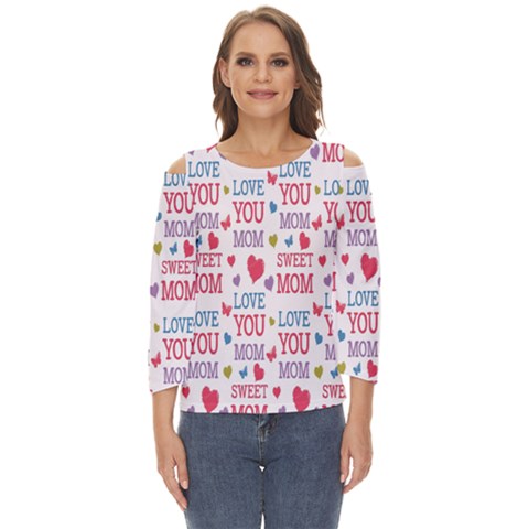 Love Mom Happy Mothers Day I Love Mom Graphic Cut Out Wide Sleeve Top by Vaneshop