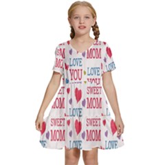 Love Mom Happy Mothers Day I Love Mom Graphic Kids  Short Sleeve Tiered Mini Dress by Vaneshop