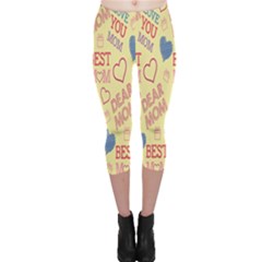 Love Mom Happy Mothers Day I Love Mom Graphic Pattern Capri Leggings  by Vaneshop