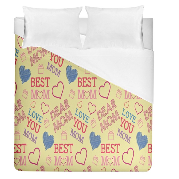 Love Mom Happy Mothers Day I Love Mom Graphic Pattern Duvet Cover (Queen Size)