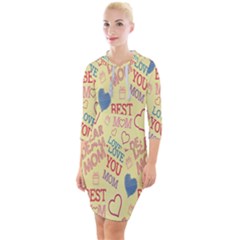 Love Mom Happy Mothers Day I Love Mom Graphic Pattern Quarter Sleeve Hood Bodycon Dress by Vaneshop