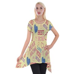 Love Mom Happy Mothers Day I Love Mom Graphic Pattern Short Sleeve Side Drop Tunic by Vaneshop