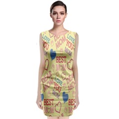 Love Mom Happy Mothers Day I Love Mom Graphic Pattern Sleeveless Velvet Midi Dress