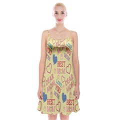 Love Mom Happy Mothers Day I Love Mom Graphic Pattern Spaghetti Strap Velvet Dress