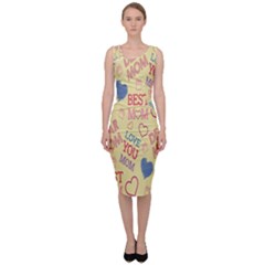 Love Mom Happy Mothers Day I Love Mom Graphic Pattern Sleeveless Pencil Dress by Vaneshop