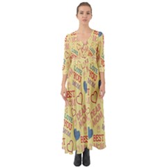 Love Mom Happy Mothers Day I Love Mom Graphic Pattern Button Up Boho Maxi Dress by Vaneshop